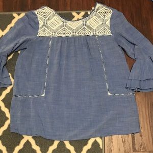 Loft Chambray Bell Sleeve Top